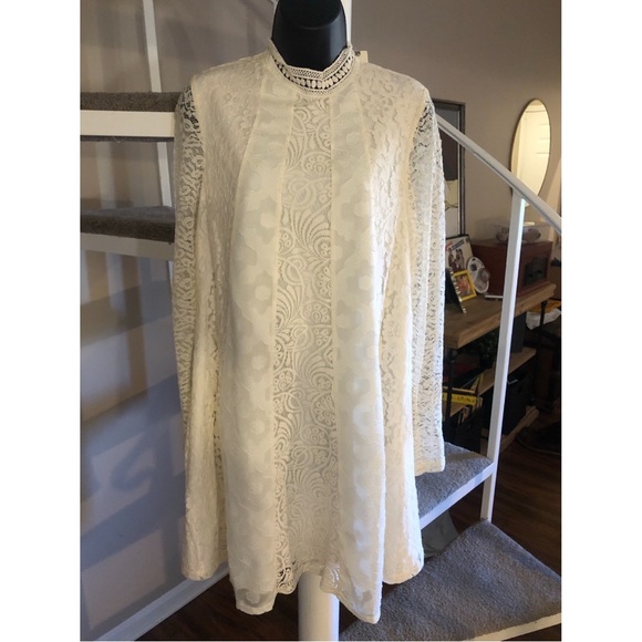 NWT Anthropologie HD in Paris Ivory Lace Dress Size Medium - Picture 6 of 7